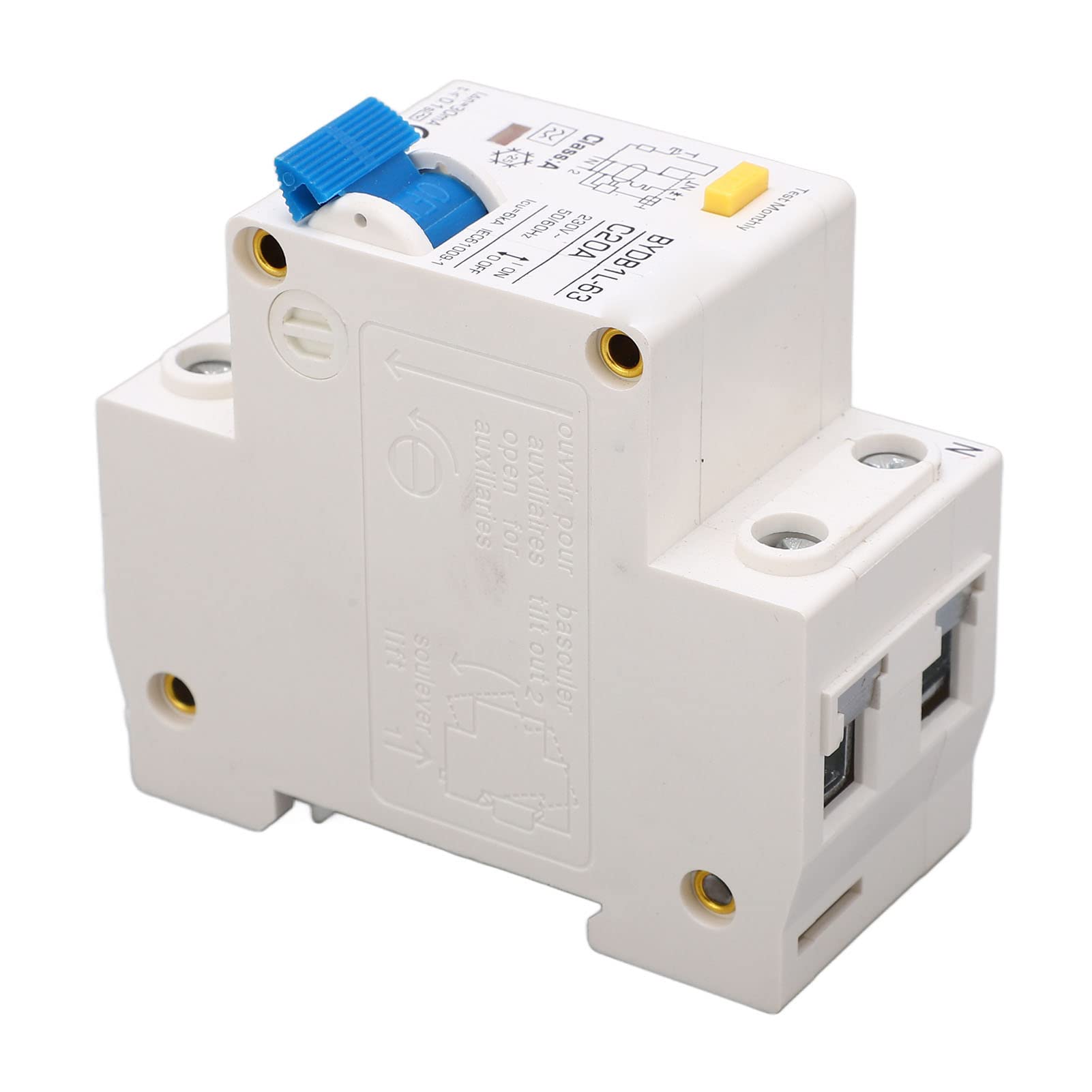 Circuit Breaker, 20A AC Leakage Protector Switch, 1-Pole DIN Rail Mount, Type A Miniature - Image 3