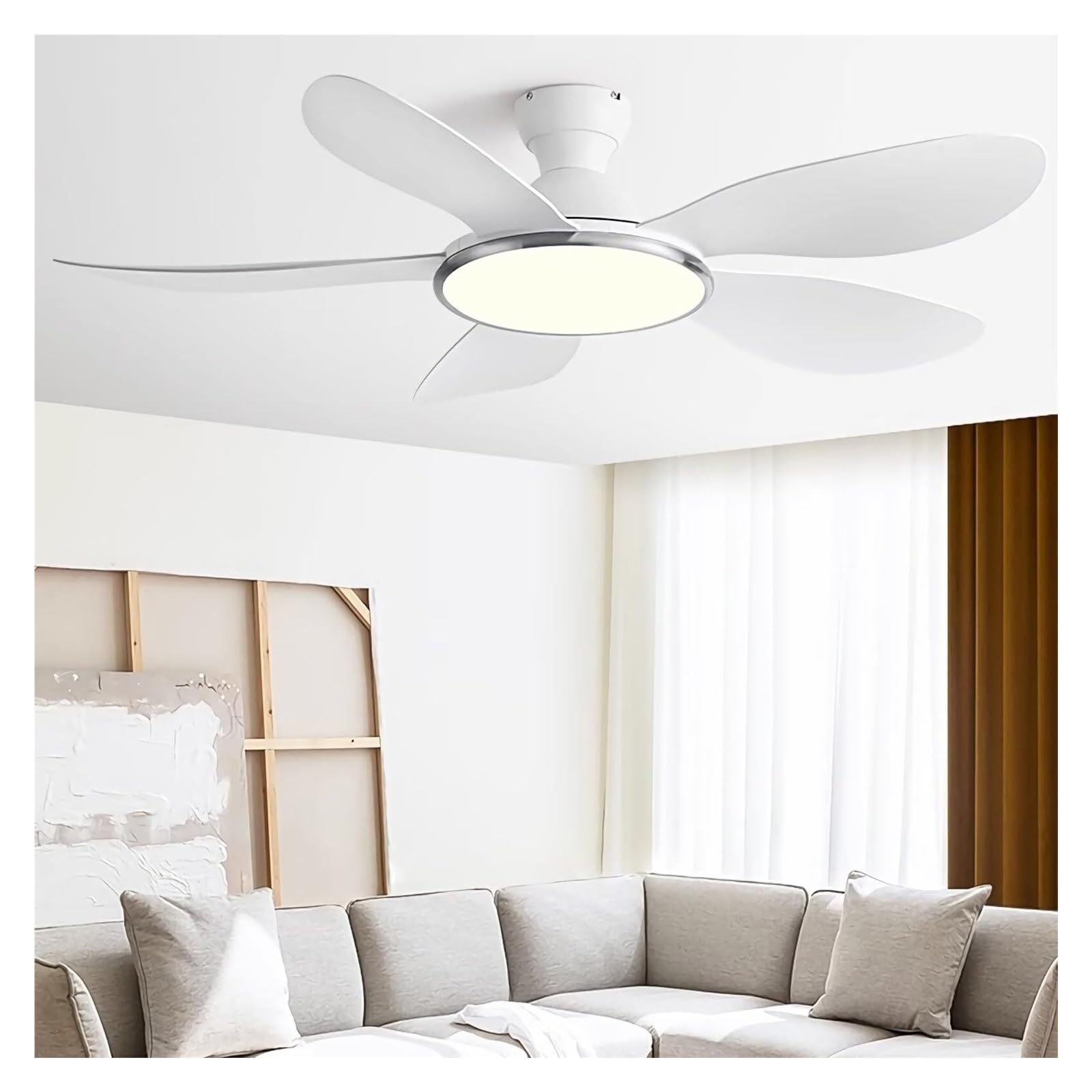 Ceiling Fan With Light And Remote, LED Dimmable Fan Ceiling Lamp, 6 Speeds