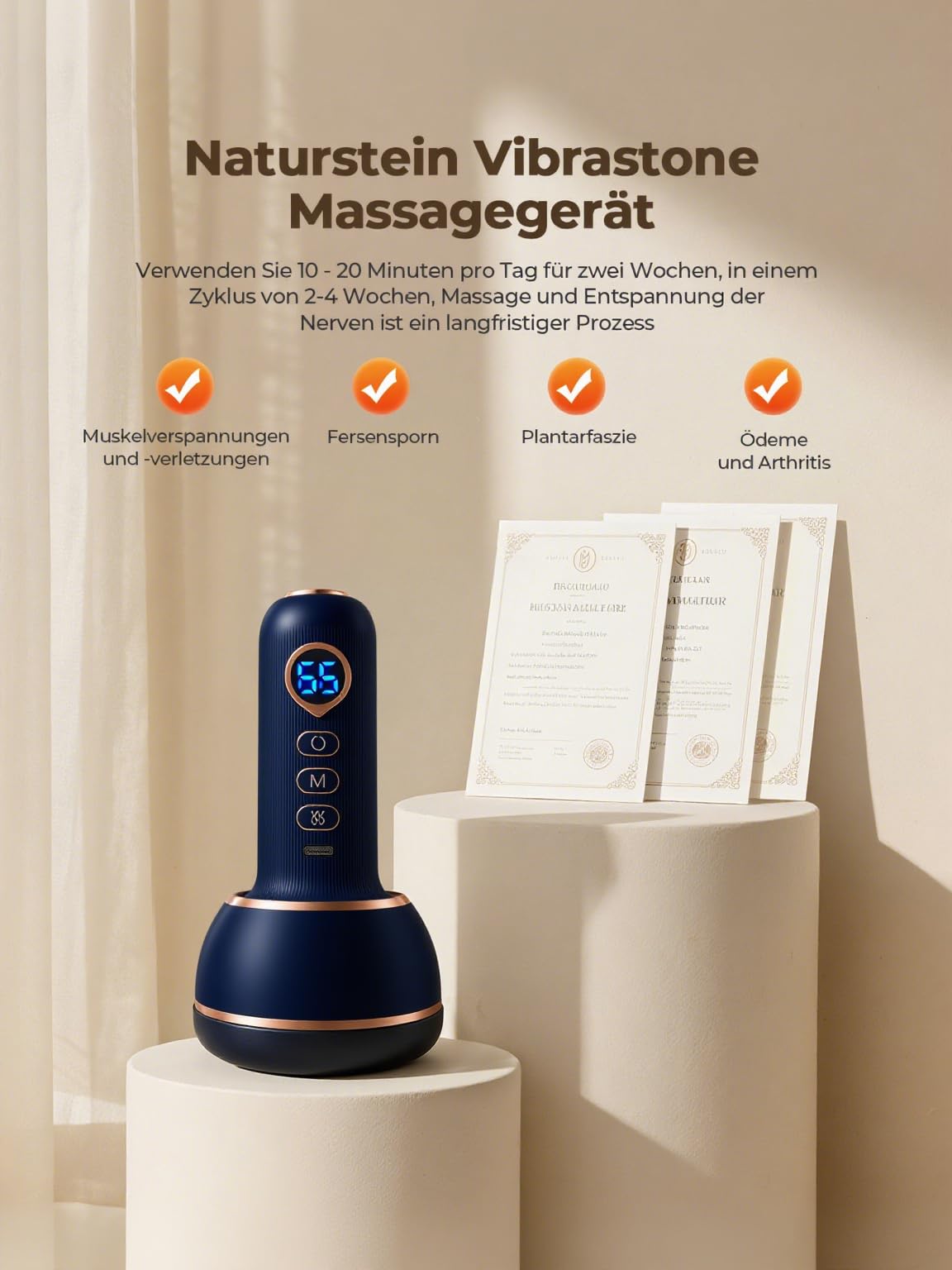 iKDSAW Lymphatisch Massagegerät, Venopulse Neuropathie Fußmassagegerät, Orthoback Vibrastone 5.0 Upgrade-Technologie Massagegerät Mit Wärmefunktion für Hände, Rücken, Füße Schmerzlinderung Blau
