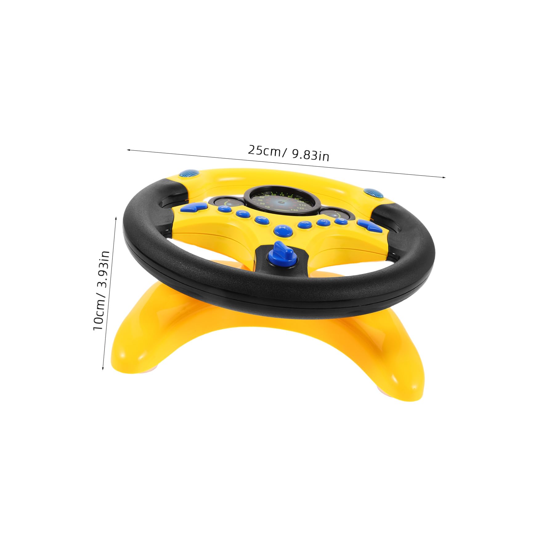Simulatore di Guida per Bambini con Sterzo in Plastica Giallo, Giocattolo Educativo Interattivo con Luci e Musica per Attività in Famiglia e Gioco di Finzione
