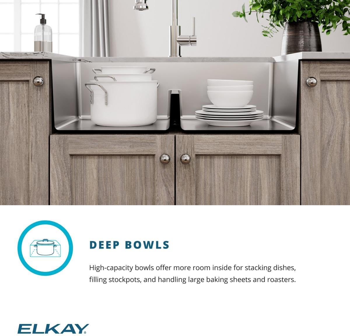 Crosstown 18 Gauge Stainless Steel 35-7/8" x 20-1/4" x 9" Equal Double Bowl Farmhouse Sink & Faucet Kit with Aqua Divide & Bottom Grid & Drain