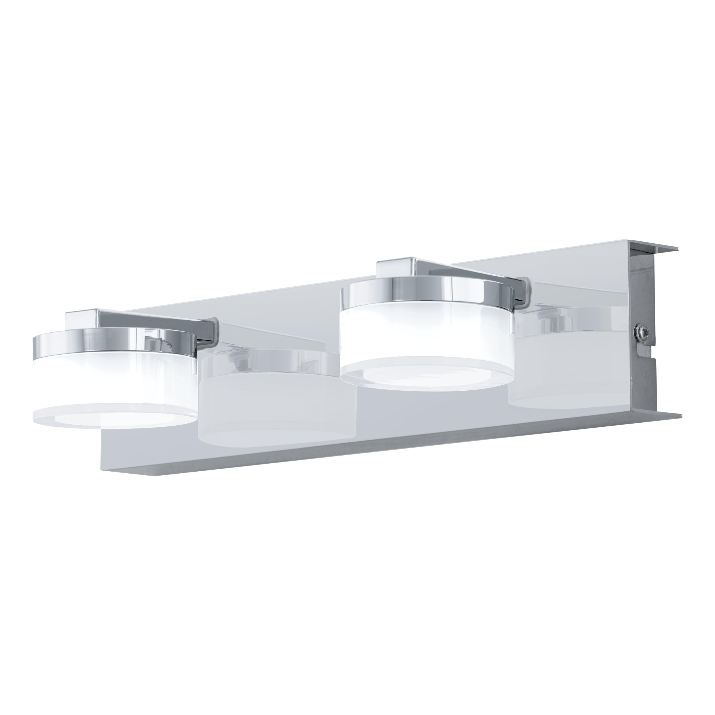 EGLO LED Wandlampe Romendo 1, 2 flammige Wandleuchte Bad dimmbar | Badezimmer Lampe aus Metall in Chrom und satiniertem Kunststoff, LED Feuchtraumleuchte warmweiß, IP44