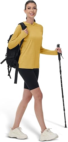 Vista 5 de MAGCOMSEN Camiseta de manga larga con protección solar UPF 50+ para mujer, de secado rápido, ligera, para senderismo y atletismo