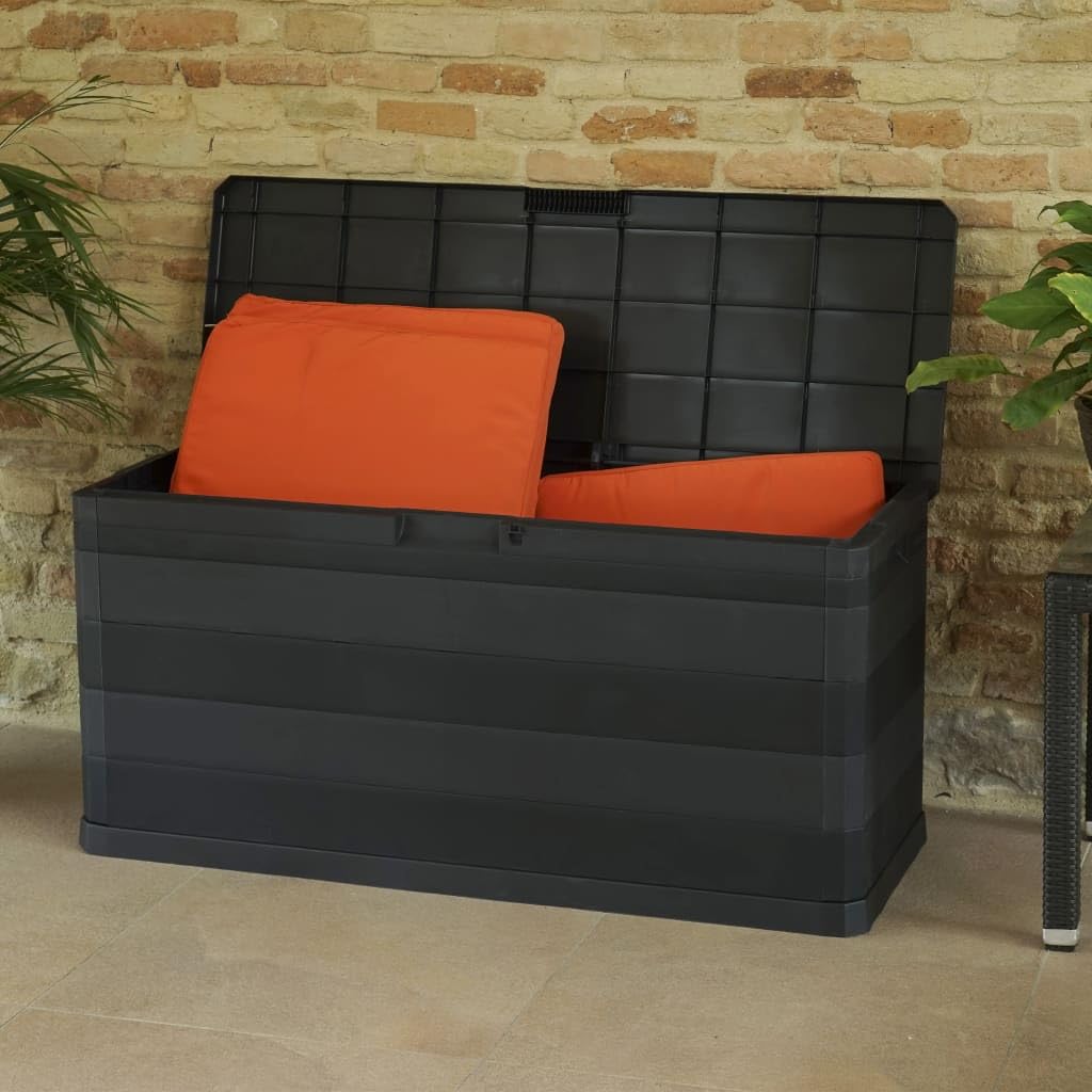 vidaXL Skrzynia ogrodowa, czarna, 117 x 45 x 56 cm