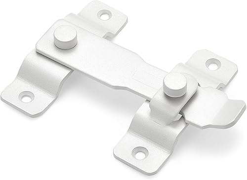 Miniatura 7 de INIRET Paquete de 2 pestillos para puerta de granero, 4.33 x 3.23 pulgadas, acero inoxidable blanco mate, cerraduras de puerta abatible, cerradura