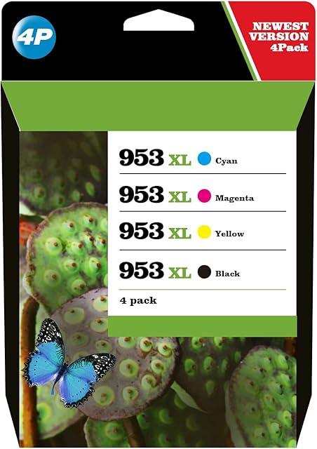 953 XL 953XL Ink Cartridges Multipack Remanufactured Replacement for HP 953XL Ink Cartridges for HP Officejet Pro 7740 7720 8710 7730 8715 8725 8720 8210 Printer(1 Black, 1 Cyan, 1 Magenta, 1 Yellow)