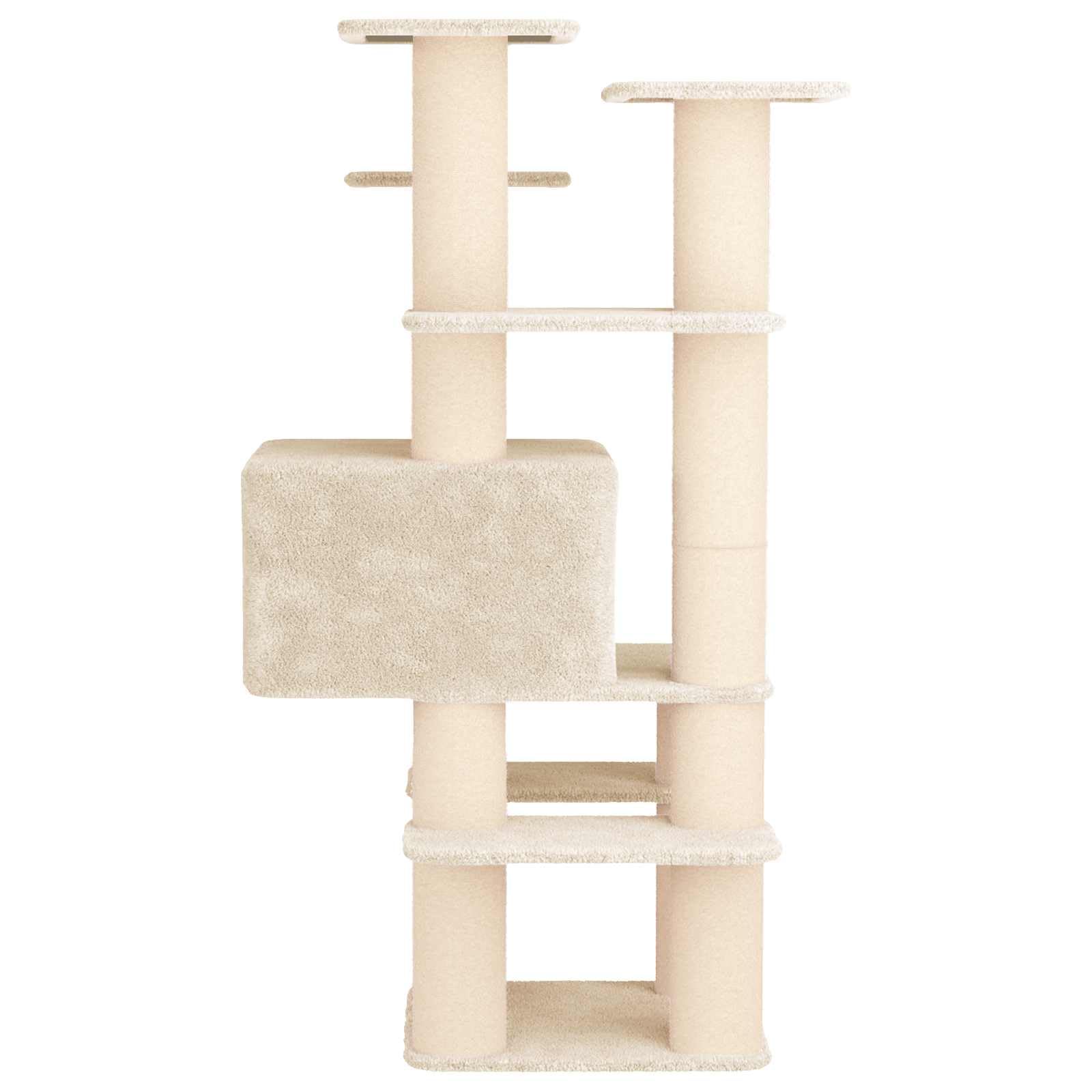 Árbol para gatos con columnas rascadoras de sisal, color crema, 161 cm, árbol trepador de varios niveles con cueva, superficies de descanso y muebles rascadores para apartamentos, habitaciones