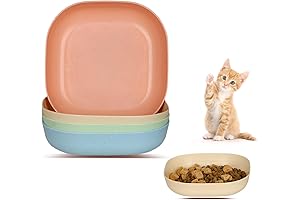 Relieve Your Cat's Whisker Fatigue with Our 4-Pack of Shallow Cat Food Dishes