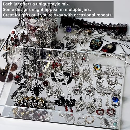 Mystery Jewelry Jar,30-35PCS Surprise Gothic Jewelry Box for Women, Gift Set(Gothic Witch Punk Necklace,Earrings, Rings,bracelets/bangles),Unique Birthday Gift for Her4