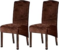 Vista 39 de Fundas de terciopelo para sillas de comedor XL de felpa, fundas elásticas para sillas altas, fundas protectoras de elastano con banda elástica