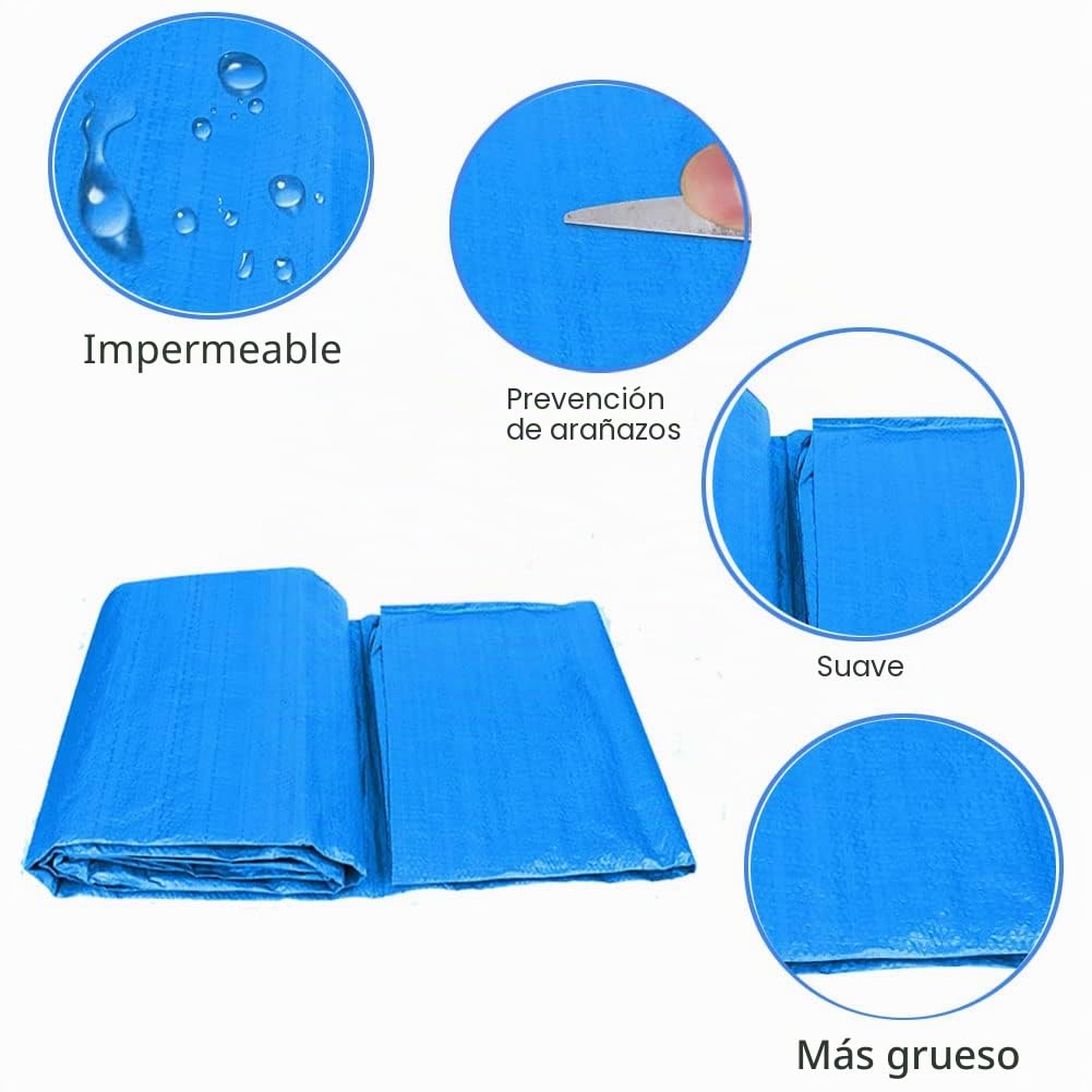 Alfombra de suelo para piscina, exterior de tierra, alfombra de protección azul, impermeable, plegable, protector de suelo para piscina rectangular y redonda (200 x 300 cm)