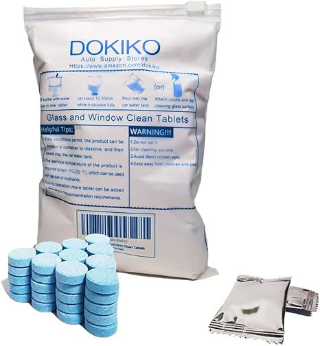 DOKIKO Glass Cleaner Refill Tablets - 50 Eco-Friendly Refill Packs,800fl