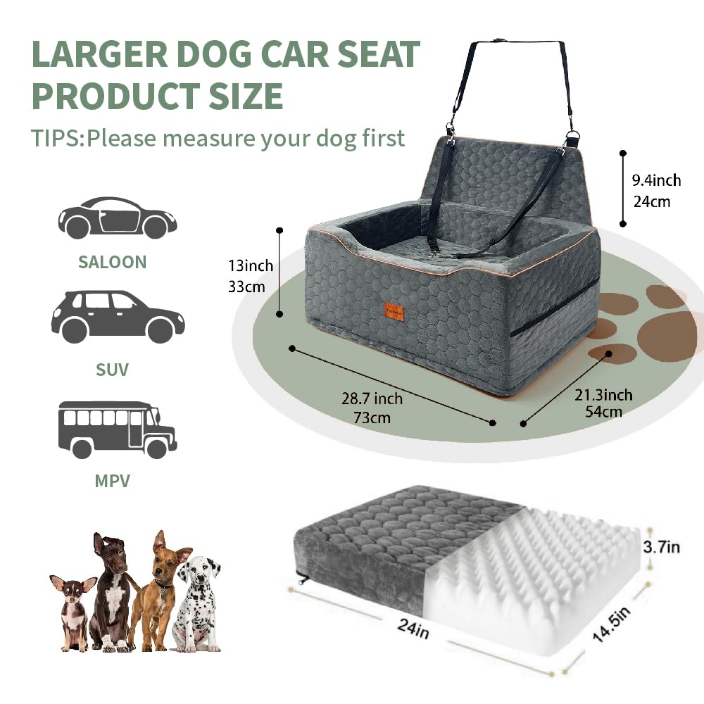 Dog Car Seat Medium Sized Dog Under 60 Lbs, Large dogBed for Car Back Seat, Booster Seat for 2 Small Dogs,PortableDog Travel Accessories
