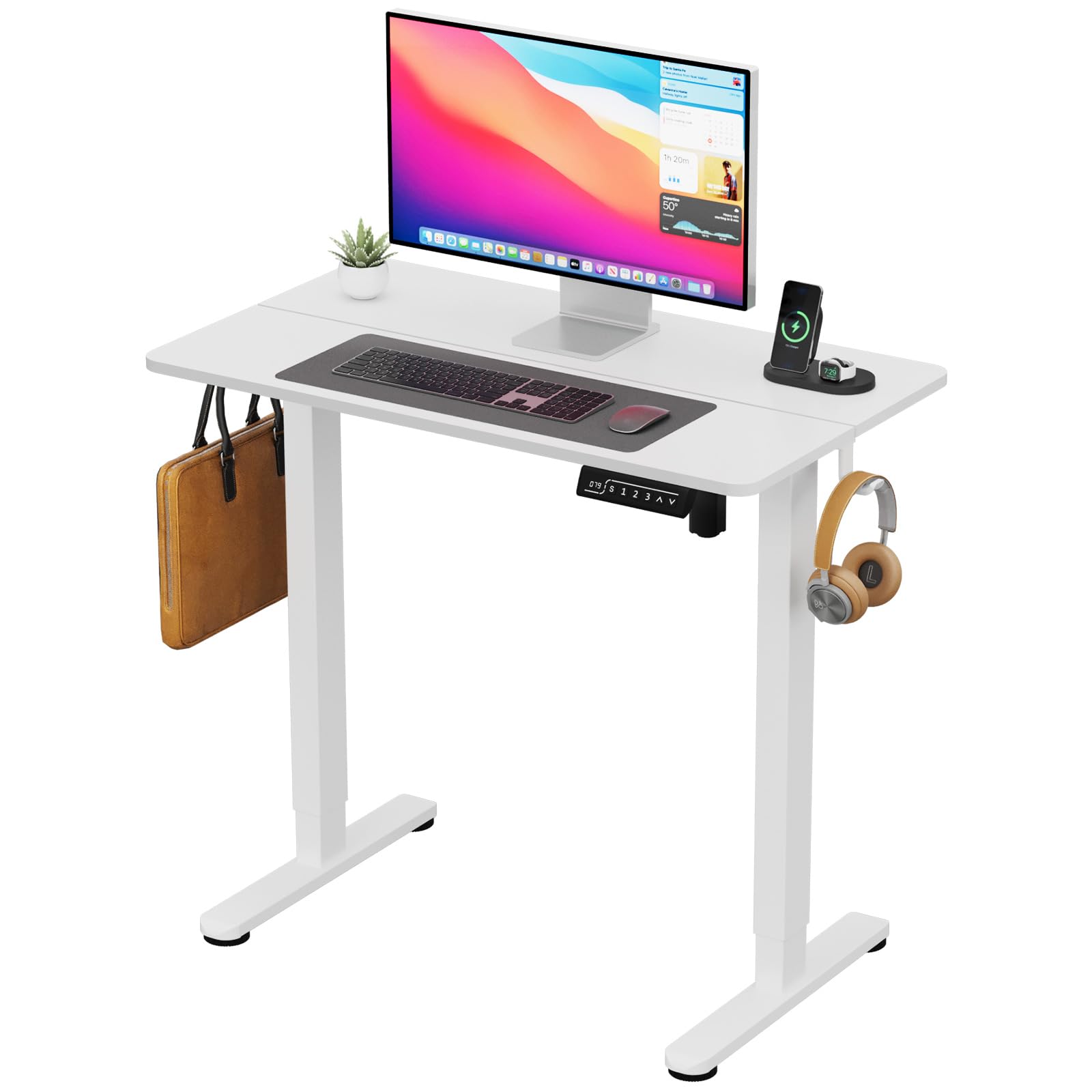 Small Standing Desk 35 20 Electric White Standing Desk Height Adjustable Compact Sit Stand Workstation with Splice Board