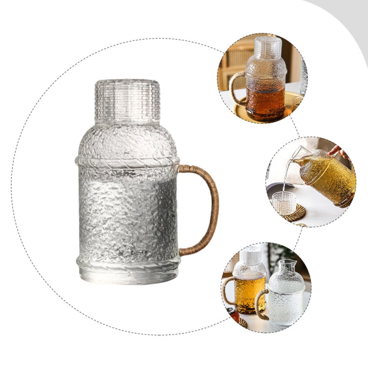 VILLCASE Jarra de Agua Fría de Vidrio de 2l Hogar, Resistente al Calor y No se Deforma, Adecuado para Fiestas Recibir Invitados