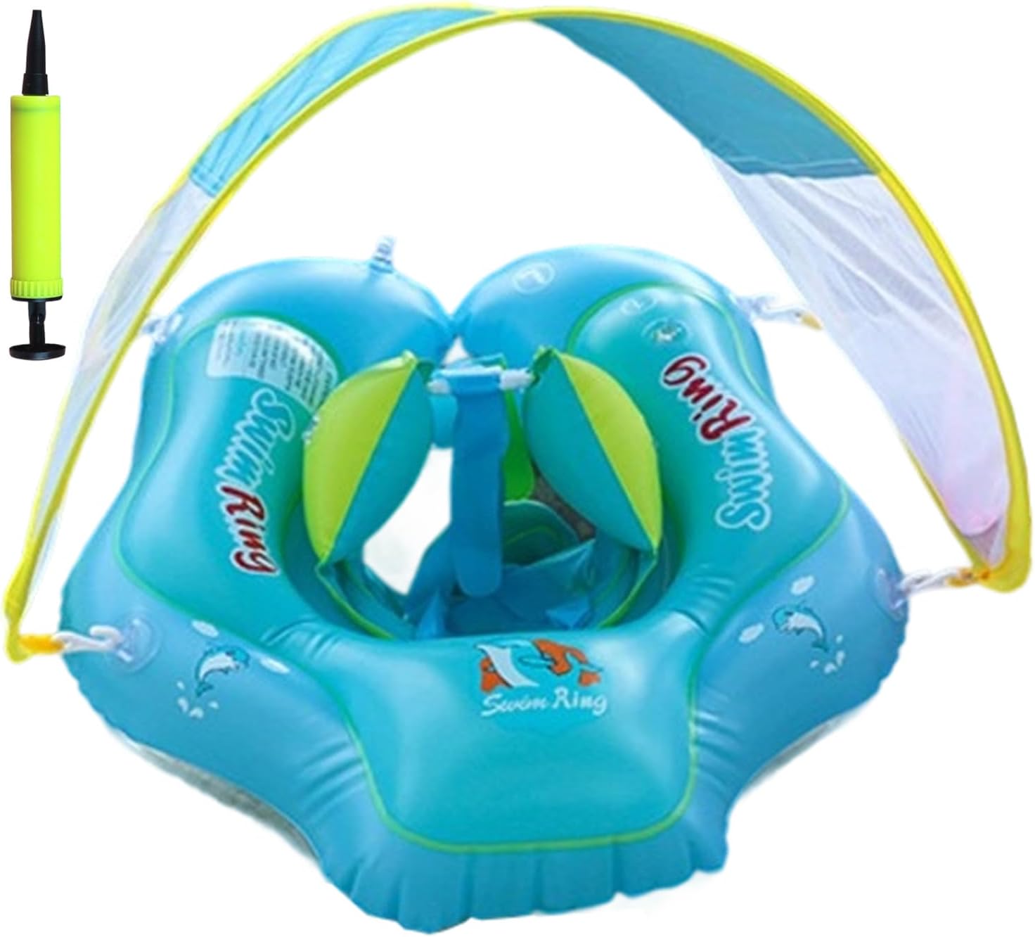 Swimming Float – Inflatable Swim Ring, UV Protection Sun Shield, Anti Slip Safety Seat, Soft Durable PVC Construction, Lightweight Easy Carry Design | Summer Water Play Pool Beach Boys Gi