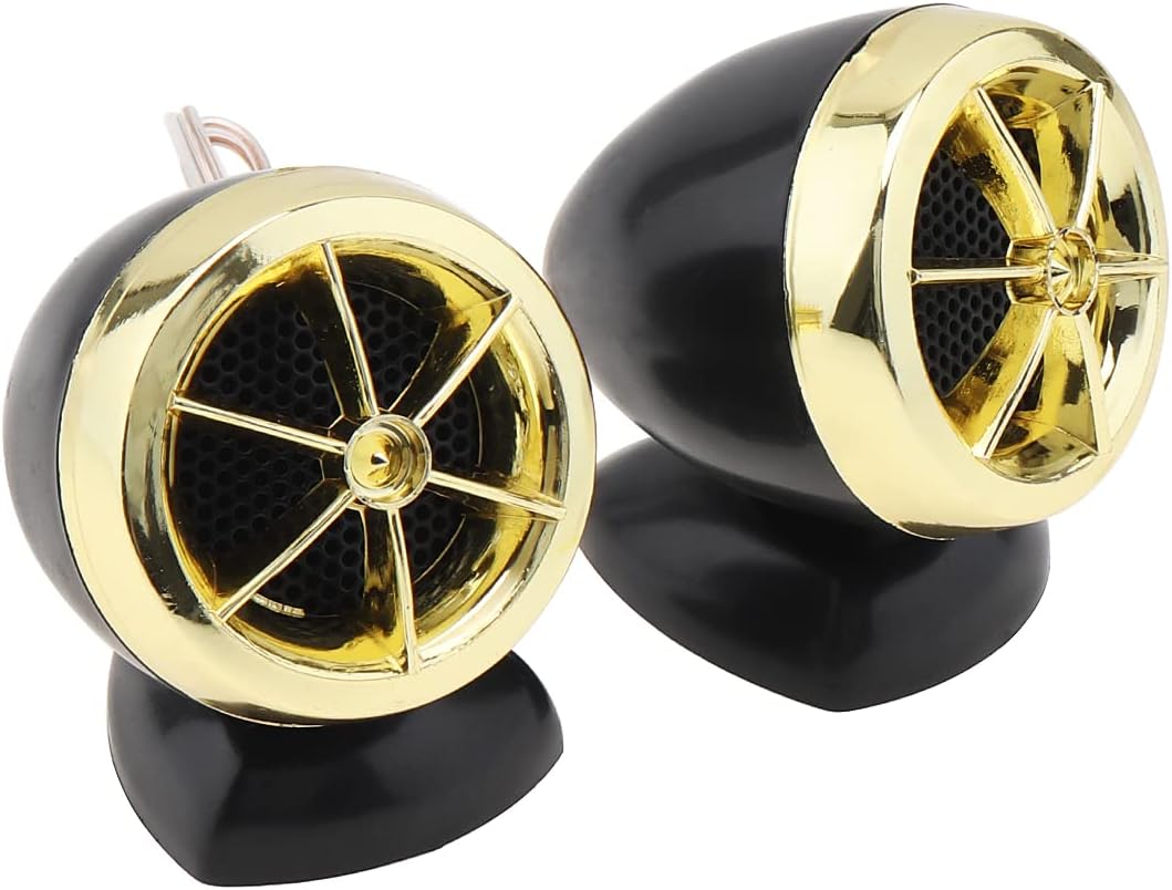 Tweeters for Car Audio, 2pcs Car Speakers 1200W Universal Tweeters Mini Horn Music Dome Loudspeaker Audio Speaker for Car Audio System, Gold