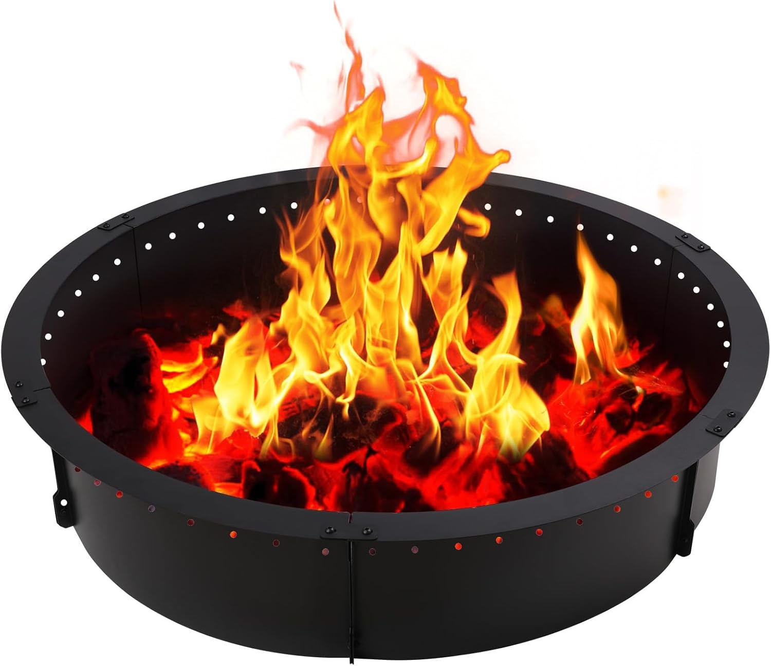 52 inch Fire Pit Ring,Large fire Ring for Outside fire Liner smokeless fire Pit Metal Campfire Ring 52-Inch Outer/48-Inch Inner Diameter Above or In-Ground, Black