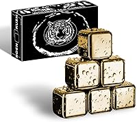 Vista 13 de 4 piedras grandes para whisky de 64 cm³ (4 pulg³) - Juego para regalo de hombre - Cubos esféricos de hielo de acero inoxidable reutilizables