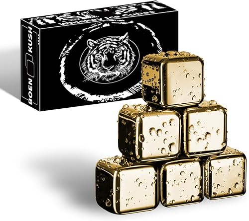 Miniatura 13 de 4 Piedras de Whisky Grandes de 64 cm³ (4 cu in) – Set de Regalo para Hombre – Cubos Esféricos de Hielo de Metal de Acero Inoxidable Reutilizables