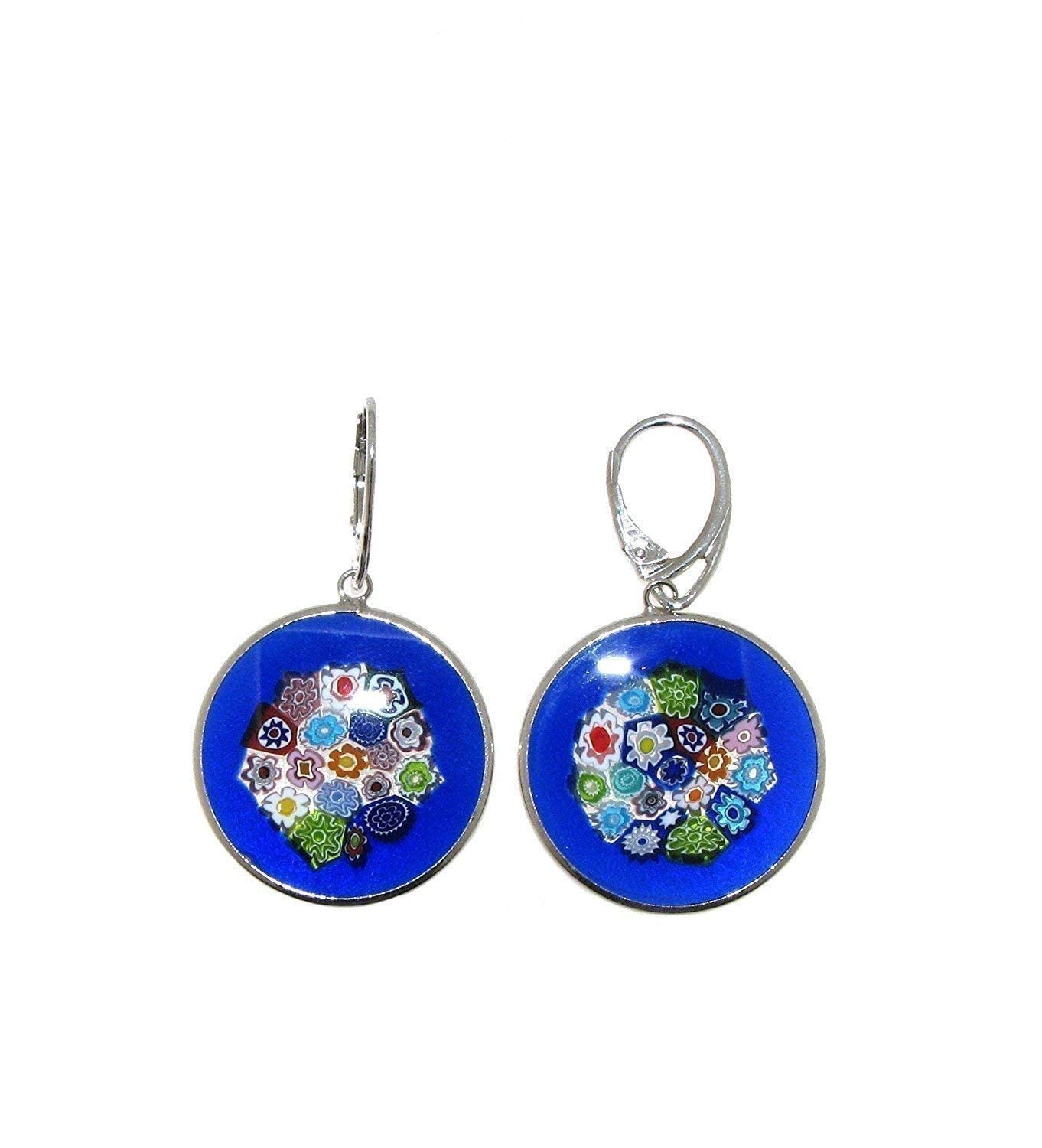 Venetiaurum - Pendientes para Mujer con Murrina 26mm en Cristal de Murano Original y Plata 925 - Joya Made In Italy certificada