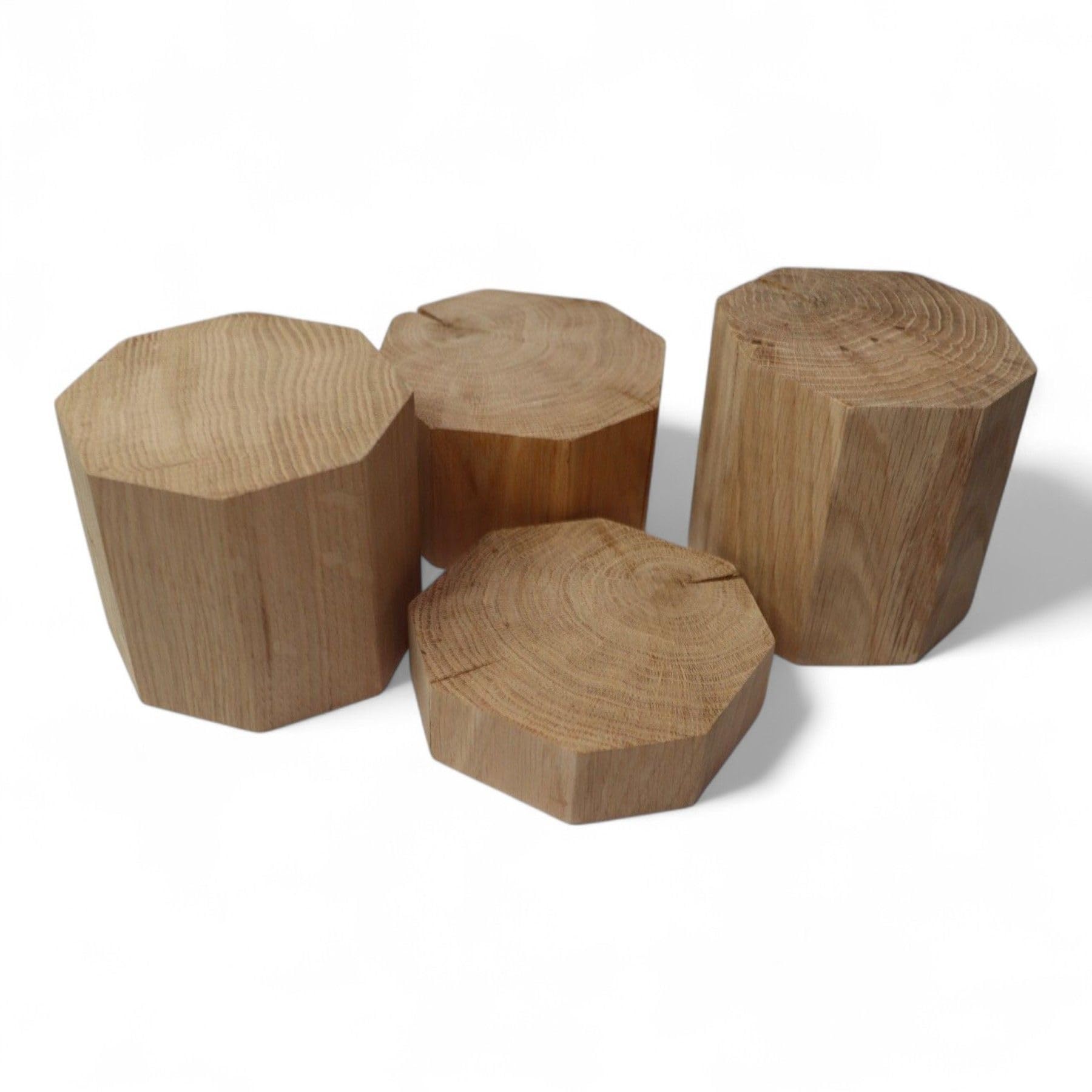 Blocchi arrotondati in legno in rovere massello con base ottagonale 15x15x...cm, cubi di legno arrotondati, stile rustico, prodotto naturale (15x15x40 cm)
