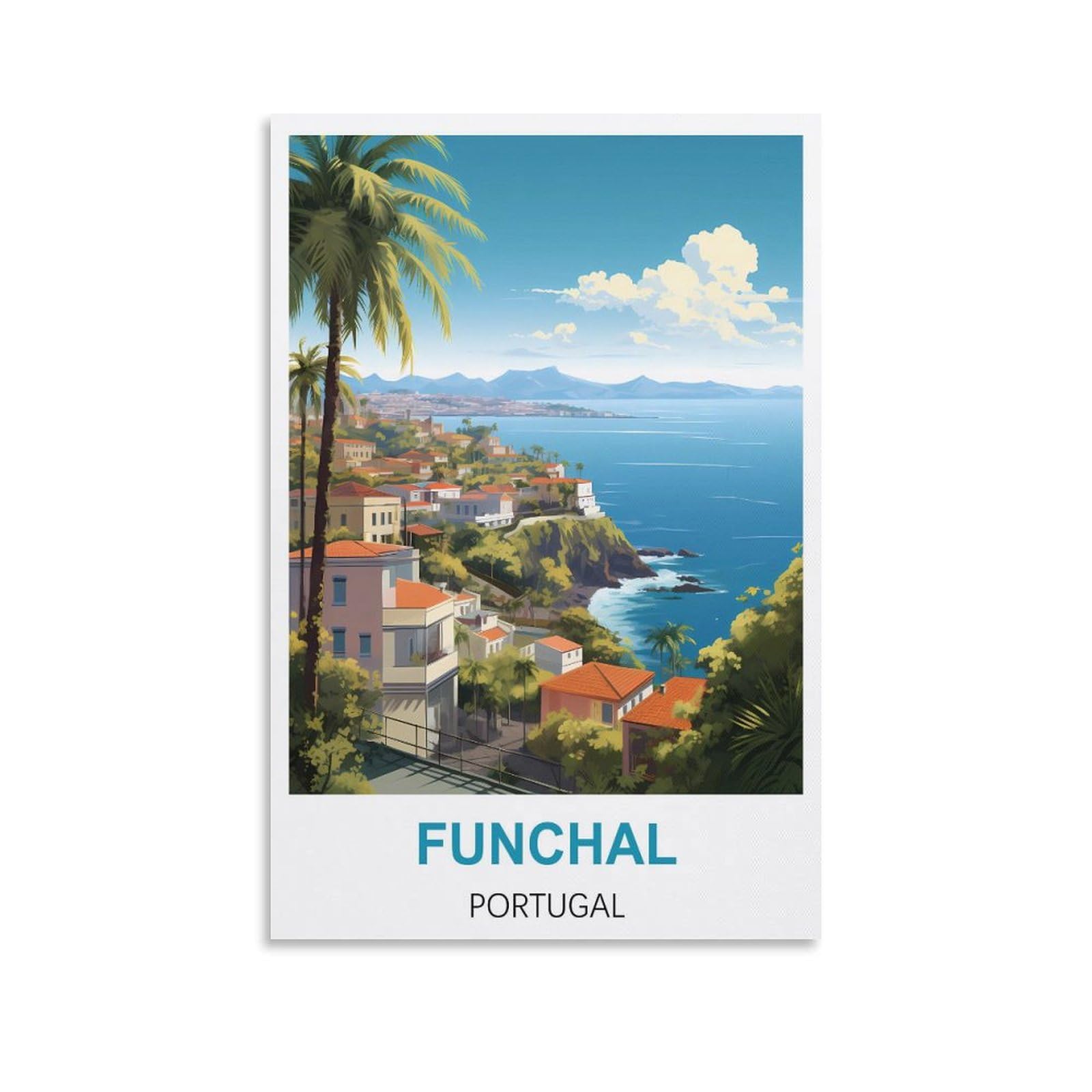 NAEGV 5D Diamond Painting Kits for Beginners，Funchal Portugals Gem Art Crafts Diamond DIY Kits for Wall Decor Home Office Decoration 30x40CM