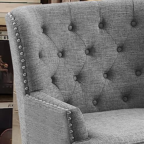Rosevera Sausalito Living Room Furniture, Reading, Arm, Comfy, Small Accent Bedroom, Chair+Ottoman, Polyester Silver With Ottoman #TOP4