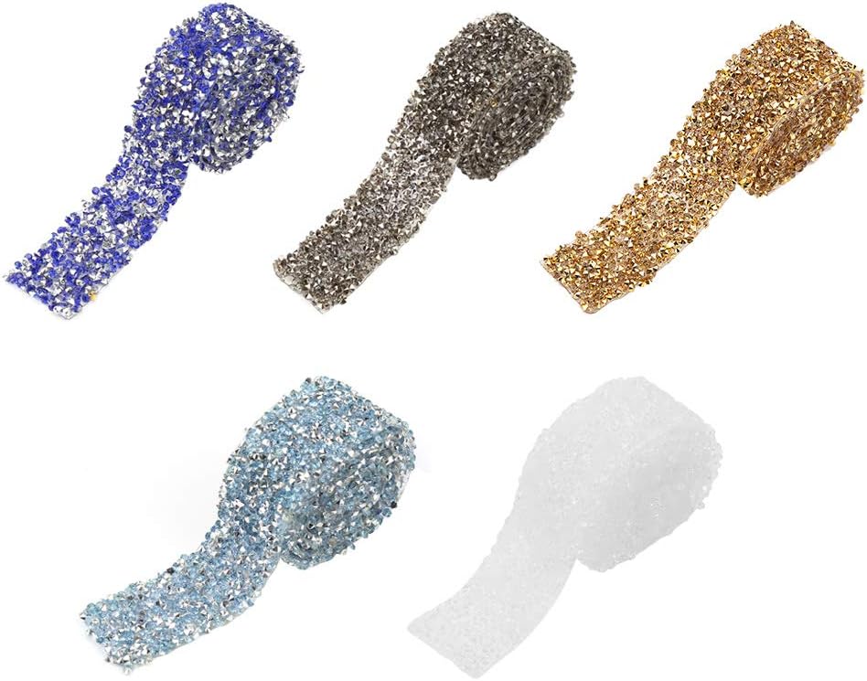 Rhinestone Mesh Ribbon,1 Yard 30mm Bling Mesh Wrap Roll Sparkle Crystal Rhinestone for Wedding Decorations Party Supplies(White)