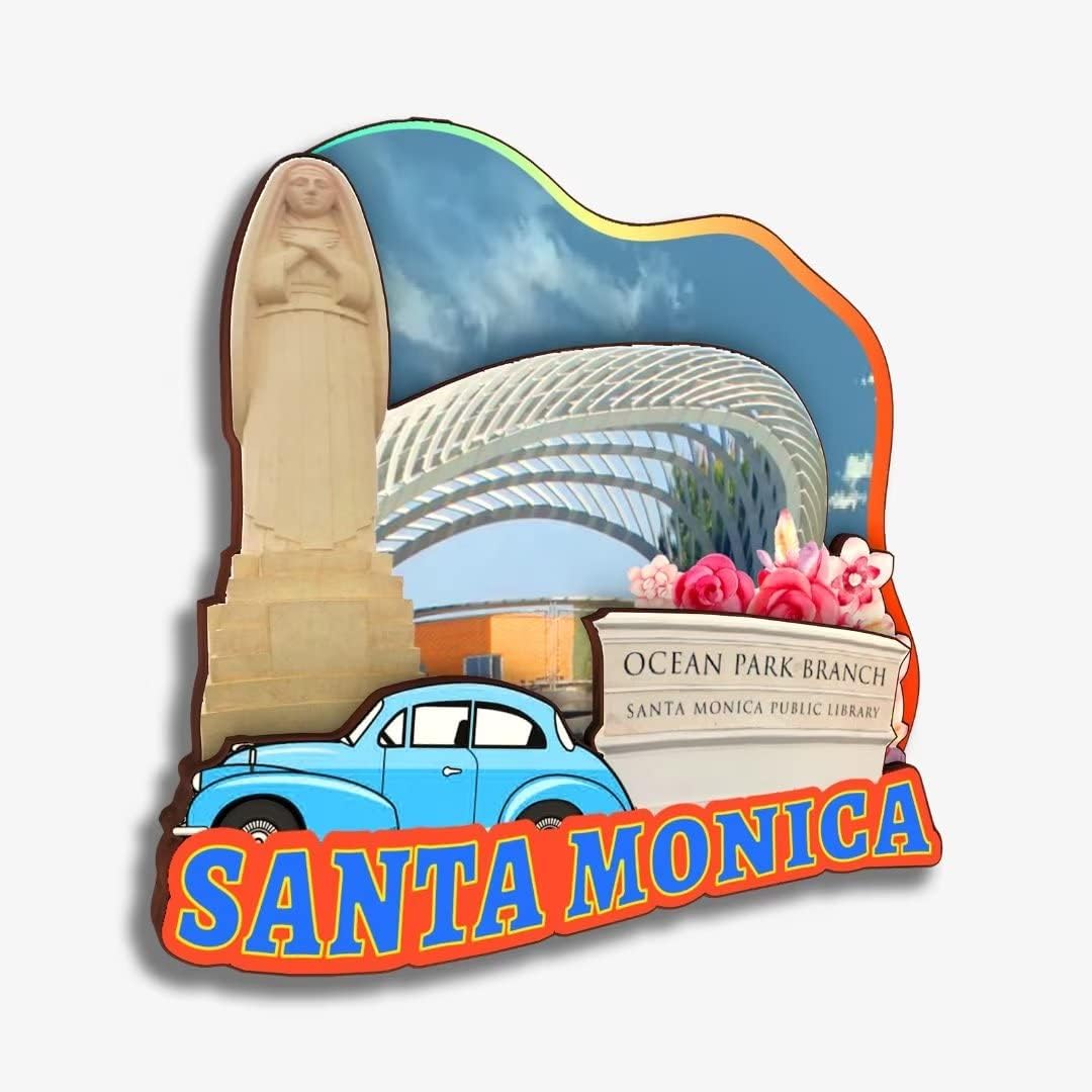 Orlybar Santa Monica Magnet Refrigerator Magnet Wooden Collection 3D Wooden Handmade Travel City Souvenir Home Decoration Gift