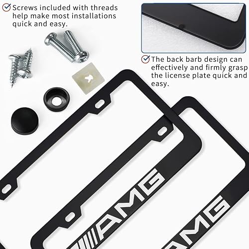 Miniatura 3 de 2PCS License Plate Frames for Mercedes Benz-AMG, Premium Aluminum Alloy Weather Proof License Plate Covers with Screw Caps, Front License Plate Car