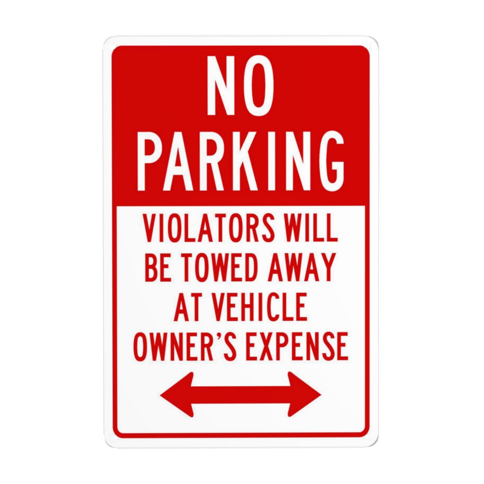 SMAZDFXX Bidirectional No Parking Violators Will Be Towed Away Metal Warning Signs, Cautions Security Tin Sign, Safety Posted Signs for Street Business Wall Decor 12"x16"