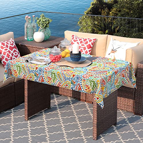 Lvtxiii Outdoor Rectangle Tablecloth, Decorative Water-Repellent And Fade Resistant Table Covers With Umbrella Hole, Patio Table Cloth With Zipper For Oblong Table Use, 60×84 Inch, Paisley Multi #TOP4