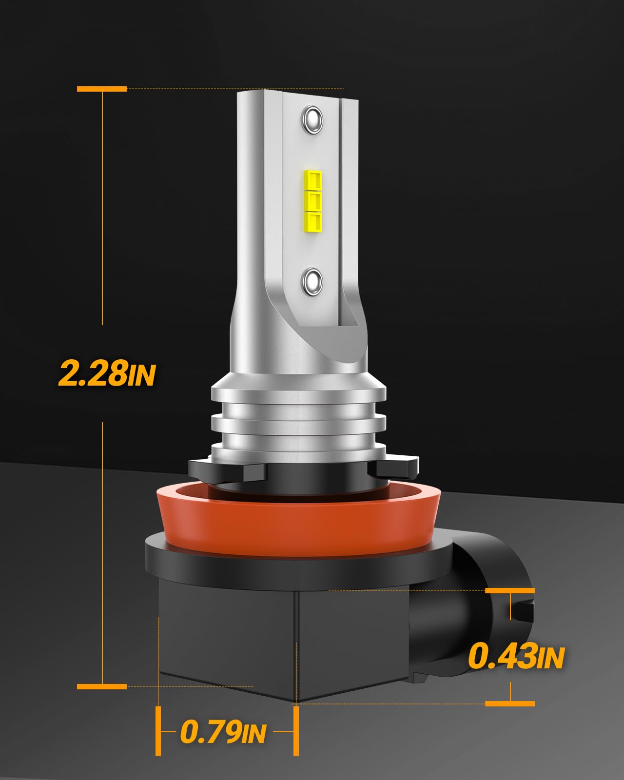 SEALIGHT H11 H16 LED Lampadina fendinebbia, dimensioni mini reali 1:1, fendinebbia a LED H8 bianco freddo 6500K per auto, camion, SUV, 400% di luminosità con forte penetrazione,confezione da 2