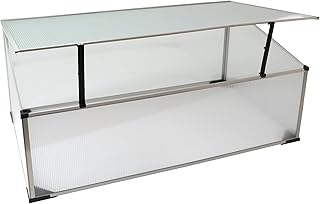 NATIV Frühbeet aus 1 mm dicken Aluminium, Hochbeet Abdeckung mit arretierbarem Dach, Frühbeetkasten mit Polycarbonatplatten, Frühbeetaufsatz für Hochbeet 100 x 60 cm, Mini Gewächshaus