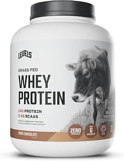 Levels Grass Fed Whey Protein Powder Pure Chocolate 5LB - 24g Protein No Artificials Grass-Fed