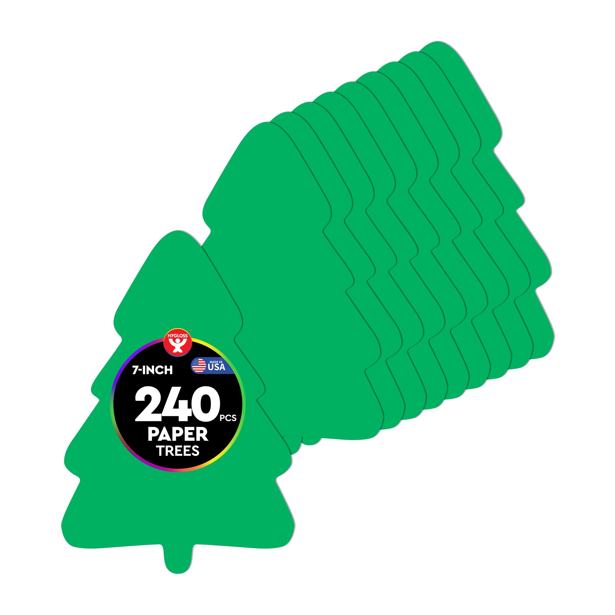 Hygloss Tree Shape Paper Cut-Outs for Arts &amp; Crafts-Many Creative Uses-Christmas &amp; Holiday Activities-Vibrant Green-7 Inches-240 Pcs