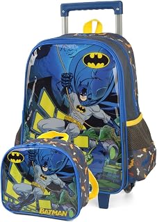 Kit Mochila de Rodinha Escolar Masculina do Batman by Luxcel Ref.37932 (Cinza)