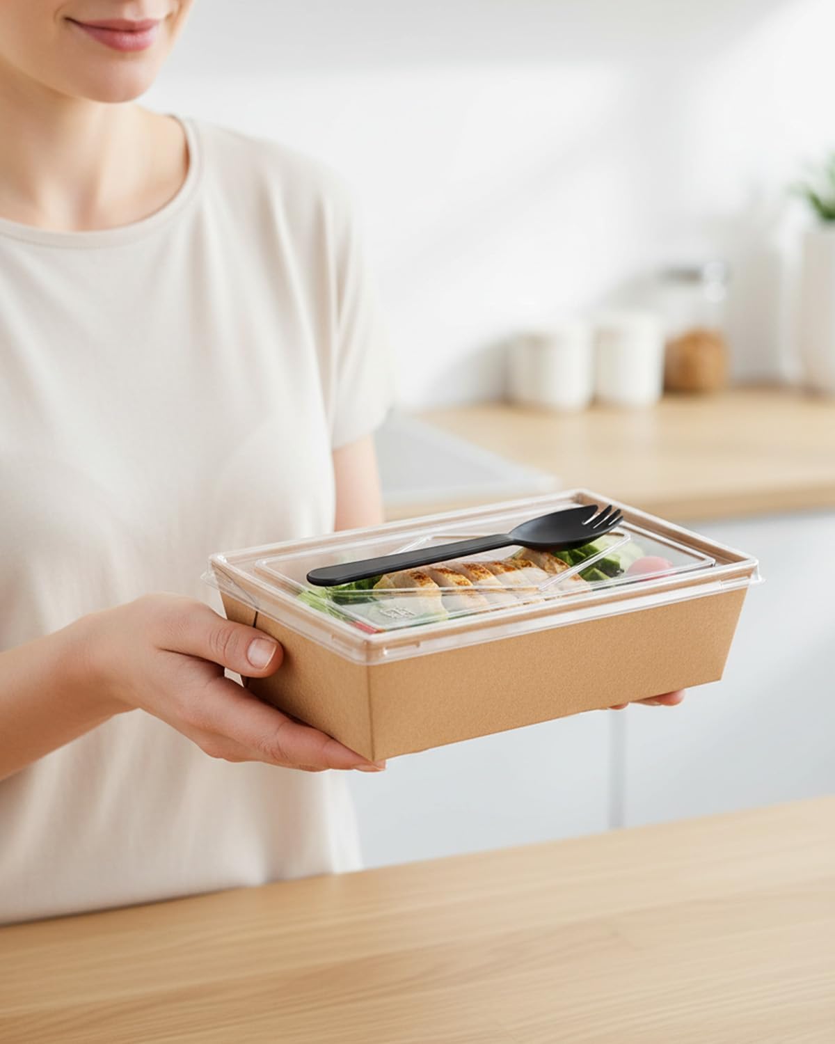Charcuterie Boxes, 50 Pack Disposable Food Containers Kraft Bakery Box Bakery Dessert Boxes, Small Charcuterie Boxes With Clear Lids For Cake Slice, Cupcakes, Sandwiches, Cookies, Salads (30.4 oz)