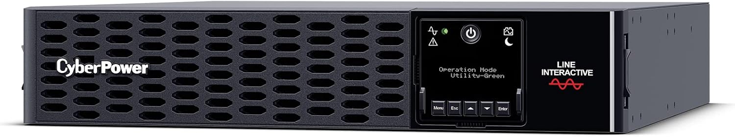 CyberPower PR2200RTXL2UAN Smart App Sinewave UPS System, 2200VA/2200W, 8 Outlets, 2U Rack/Tower, RMCARD205 Pre-Installed, EBM Option