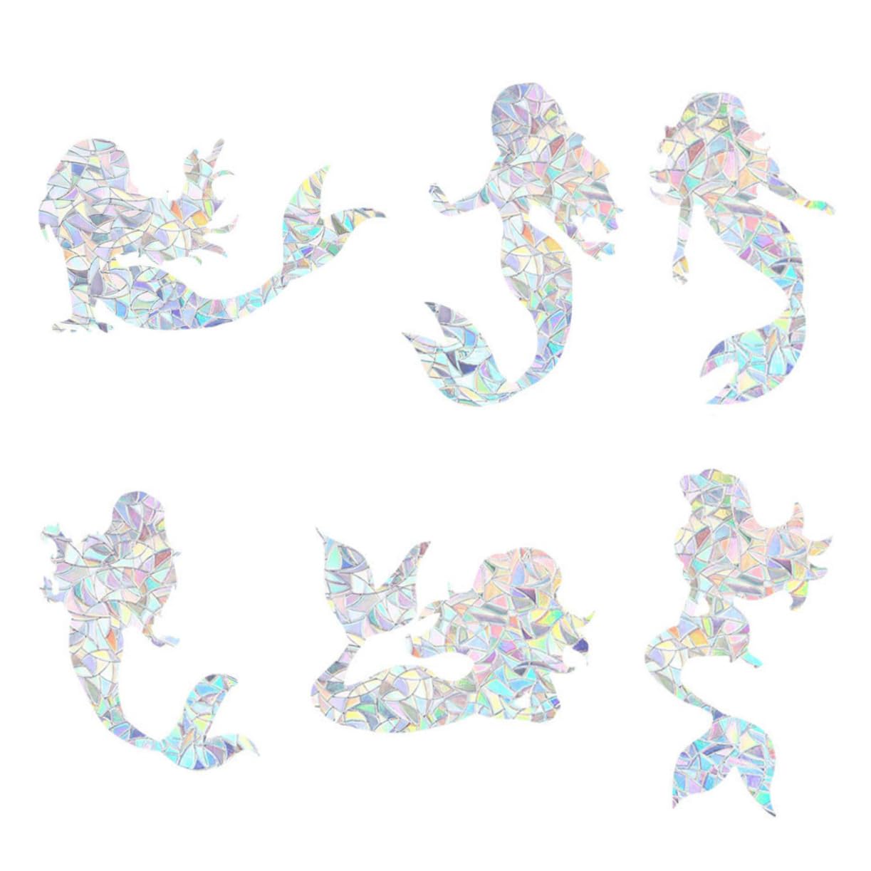 Alipis 5 Set Adesivo Per Finestra Con Sirena Decorazione Natale Decorazione Natalizia Donna All'aperto Adesivi Porte Interne Ornamento Di Scena Interna Squisito Vetrofania Pvc 6 Pezzi*5