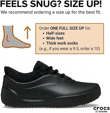 Crocs Men's Bistro No Hands Work Sneaker, Enclosed Toe, Slip Resistant | All Day Comfort at Work, Lace-Up Shoes, for Healthcare, Hospitality, and Food Service Workers, Easy Clean, ASTM Certified
