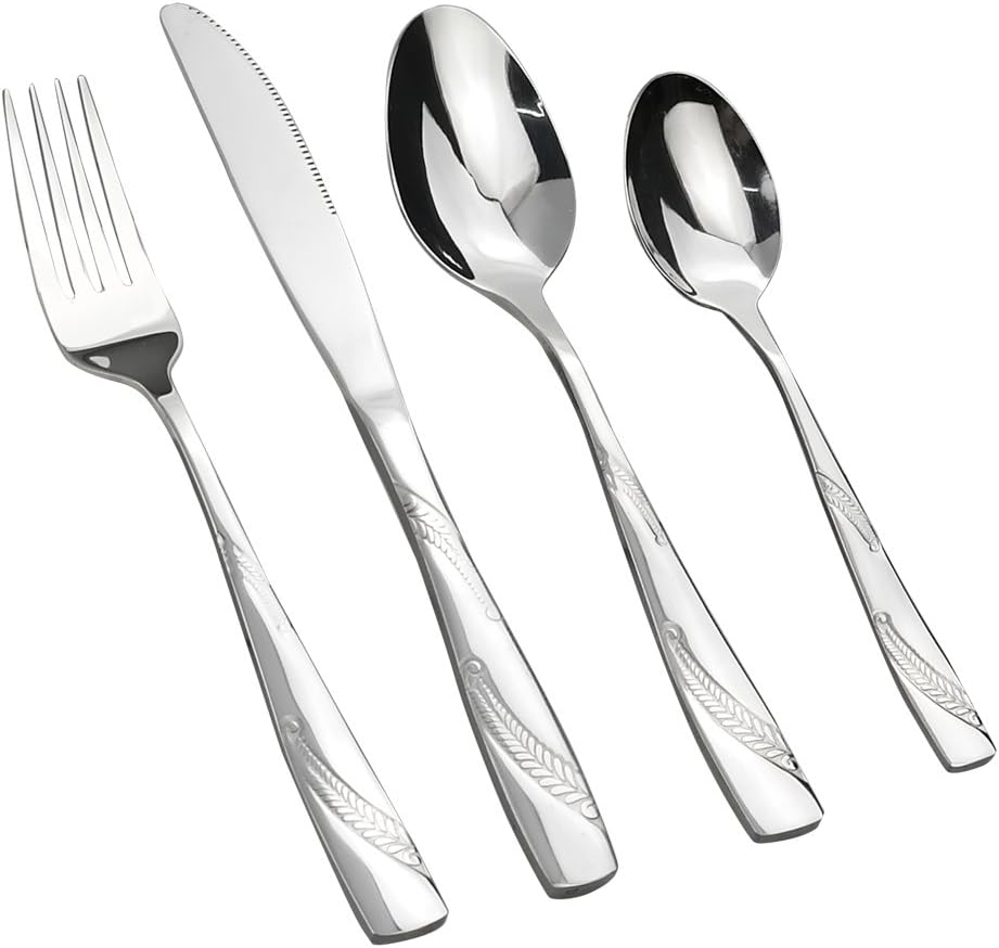 Kitchen Cutlery Sets, 32 Pieces/Service for 8, Stainless Steel Dinnerware Knife Fork Spoon