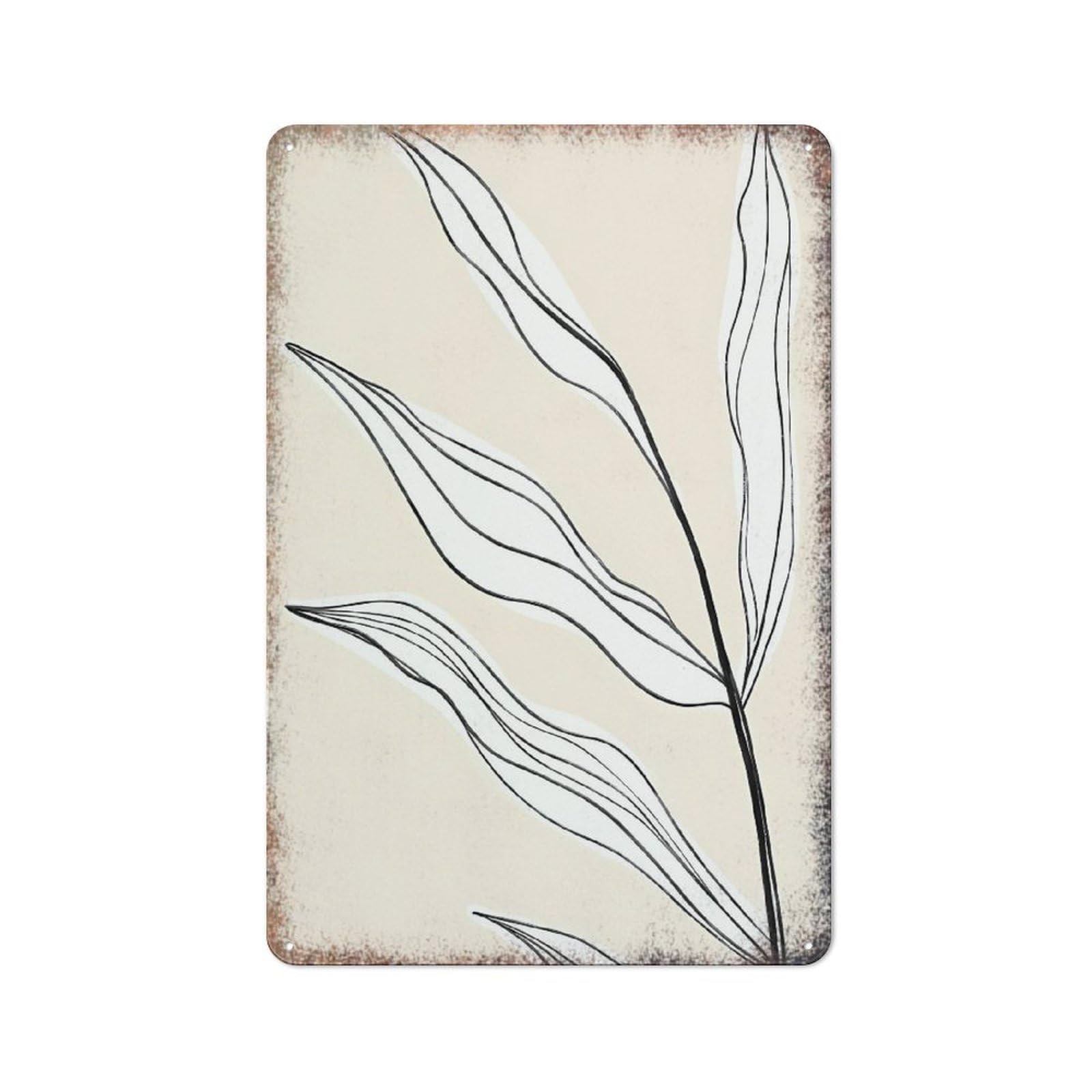 Abstract Leaf Minimalist Cute Metal Wall Art Vintage Decor Sign for Kitchen Bedroom Outdoor Garage Yard Fence 8x12 Inch