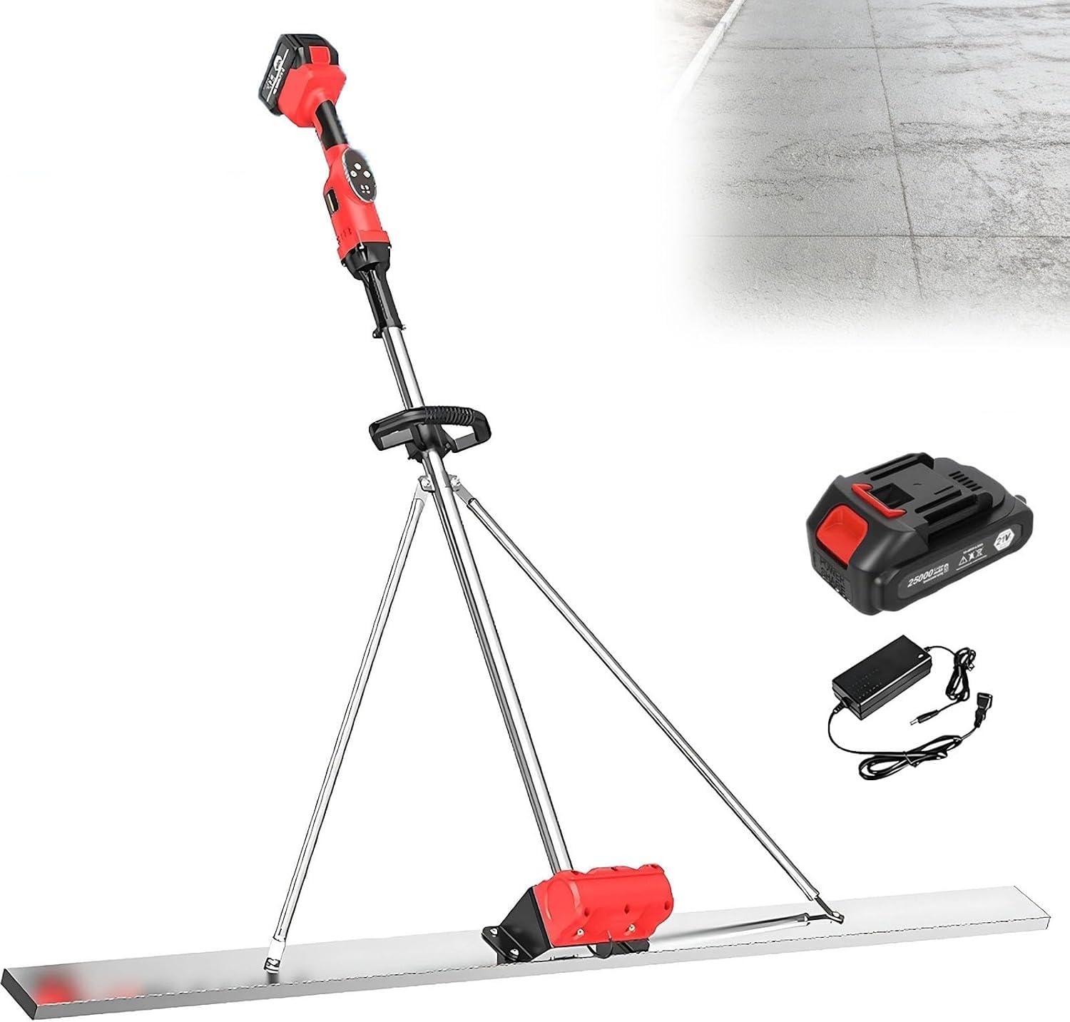 Senodon 1 Battery Lithium Battery Concret Trowel, Cordless Cement Screed, With 1.5/1.8/2M Stainless Steel Board, 9-Speed Adjustment, 7500Mah Battery, Ergonomic Handle