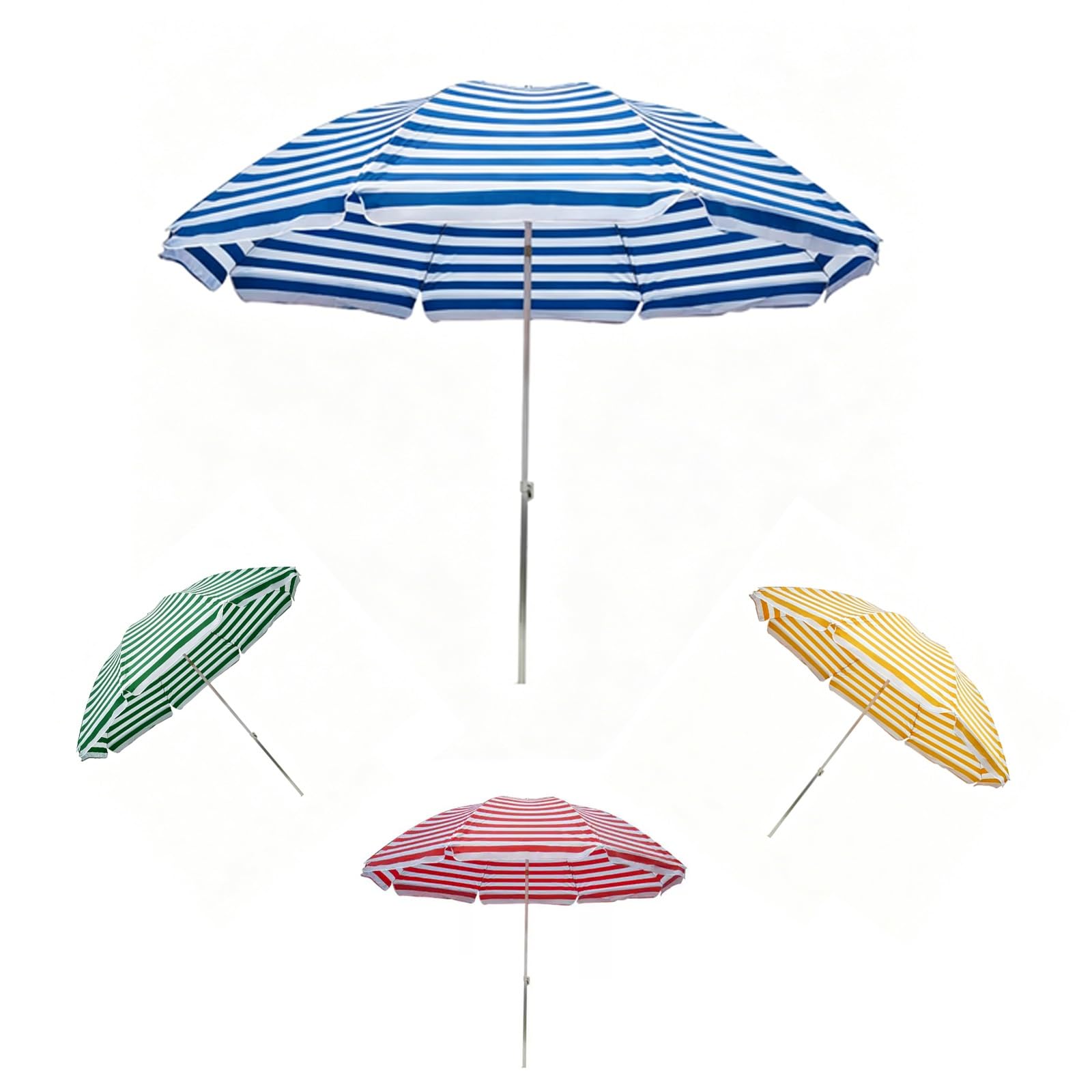 Parasol słoneczny, przenośny parasol słoneczny na podwórko, wiatroszczelny, trwały, lekki, do ogrodu, basen, podwórko, plaża, kemping (niebieski i biały, 2,2 m/7,2 stopy)