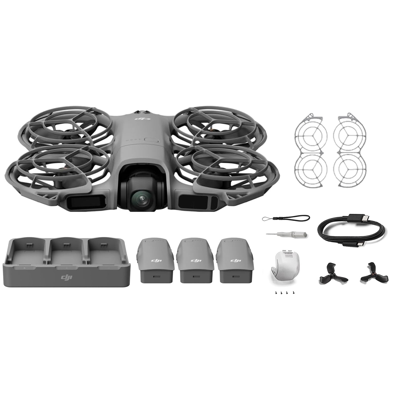 DJI Neo 2 Fly More Combo Bundle (nur Drohne), 3 Akkus 4K Drohne, Start und Landung auf der Handfläche, Gestensteuerung, ActiveTrack, Omnidirektionale Hinderniserkennung (nur Drohne)