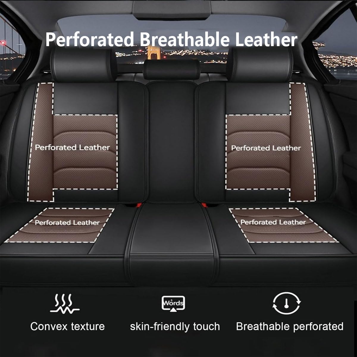 Genérico Juego Completo de Fundas Asientos Coche para Dacia Duster 2005-2026, Cubre Asientos Coche Impermeables y Transpirables de Cuero, Compatibles con Airbag rvk147