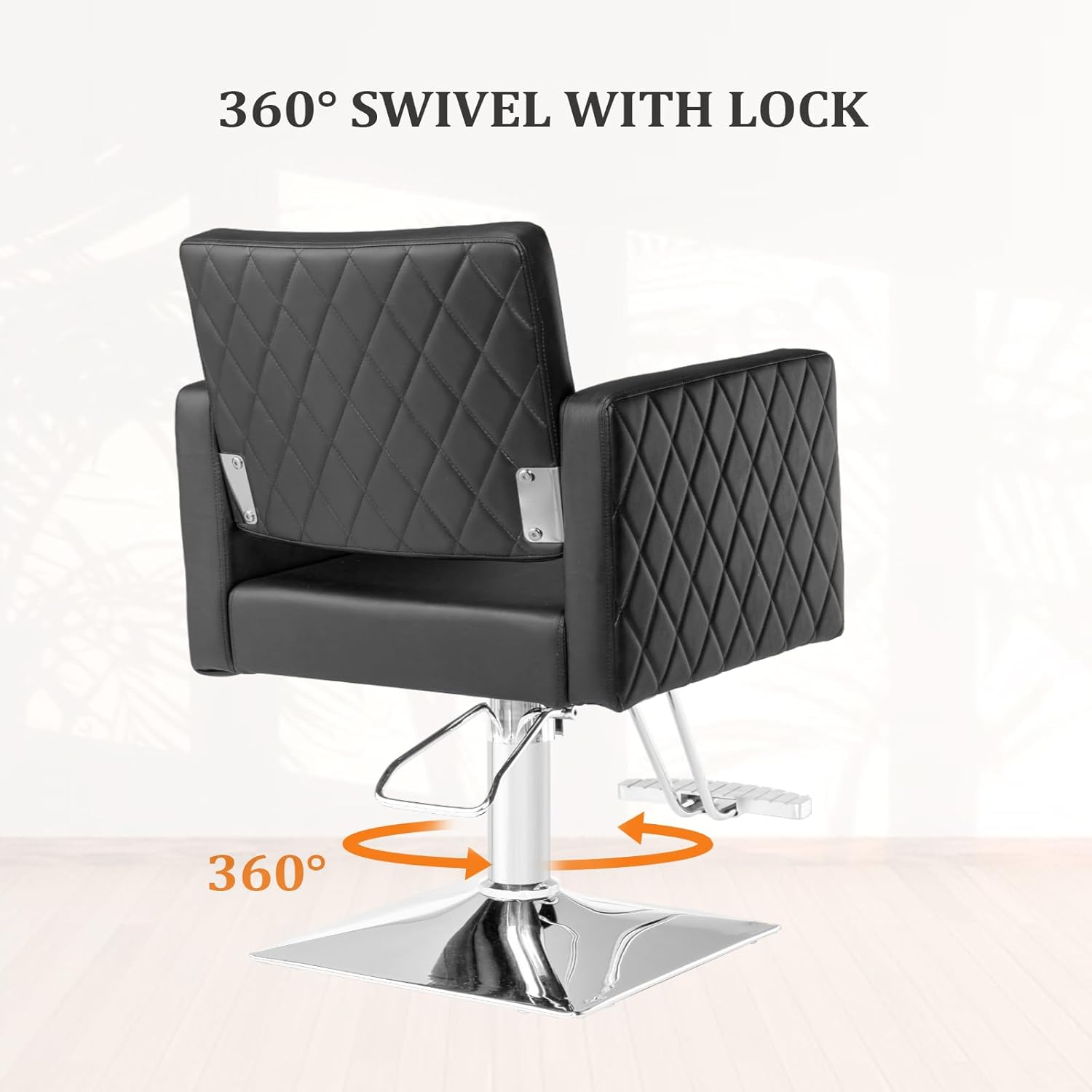 Bonnlo Salon Chair for Hair Stylist Wide Seat, Hydraulic Barber Chair with Aluminium Alloy Footrest, Black Hair Salon Chair Styling Heavy Duty, Beauty Spa Cosmetology Shampoo Hairdressing Equipment