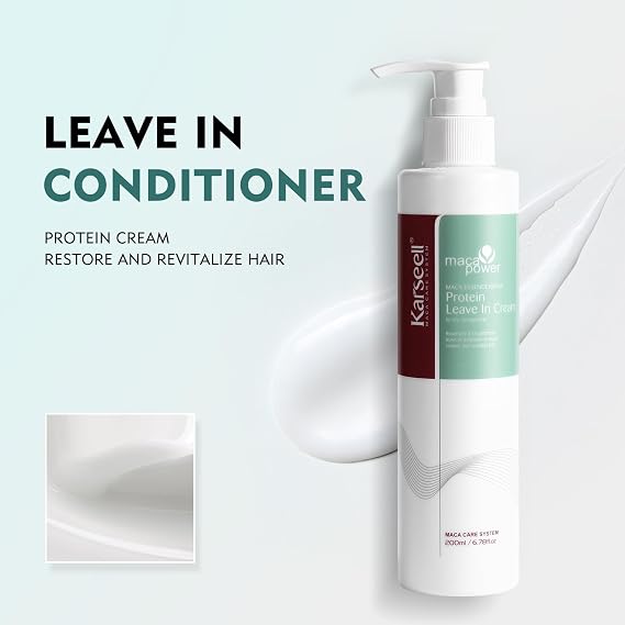 Karseell Protein Cream Leave-In Conditioner Overnight Hair Mask Deep Hydration Protein Cream for Dry Damaged Hair, 200ml